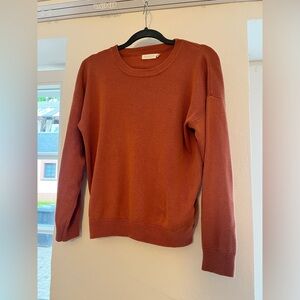 Large Roolee Cotton Blend Toasted Orange Pullover Sweater